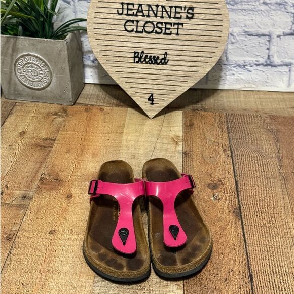Birkenstock Womens Gizeh Patent Hot Pink Regular Width Size 38 - L 7 US - Picture 10 of 13